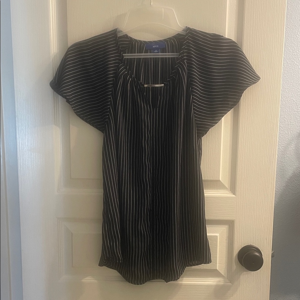 Apt. 9 Black and White Striped Blouse